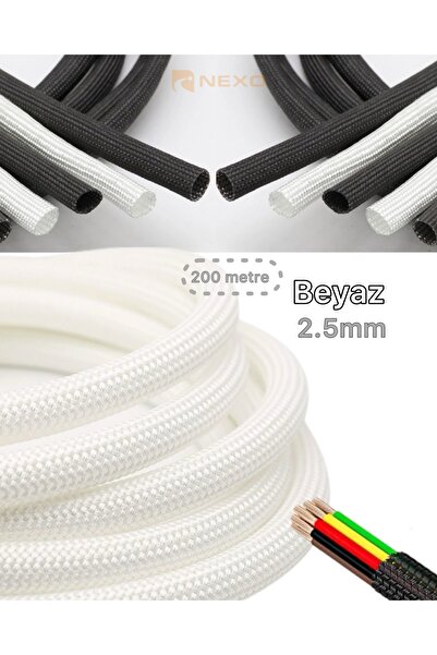 Htg фиберглас макарони бели 2.50mm 200mt 800v/450°c