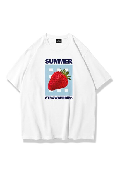 Women's Summer Strawberries Tshirt White