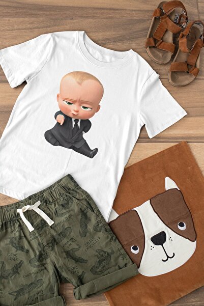 Маица Boss Baby со тркалезен изрез, 100% памук, со принт, кратки ракави за деца и тинејџери