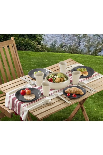 21 Piece Camping and Picnic Set for 4 People - Fork, Spoon, Knife, Cup Outdoor Tableware Set