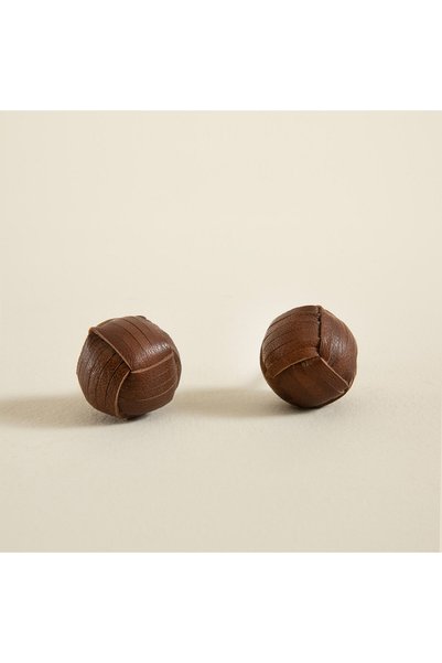 Leather 2 Drawer Handle Brown