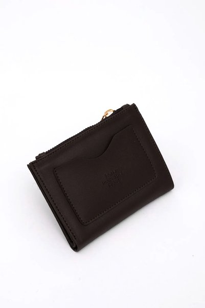 Brown Color Shk70 Faux Leather Wallet with Front Pocket, Coin and Paper Money Compartment, Card Holder, Snap Closure