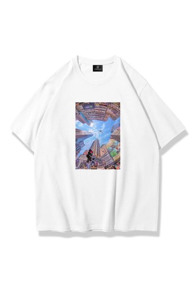 Unisex Japanese City Tshirt White