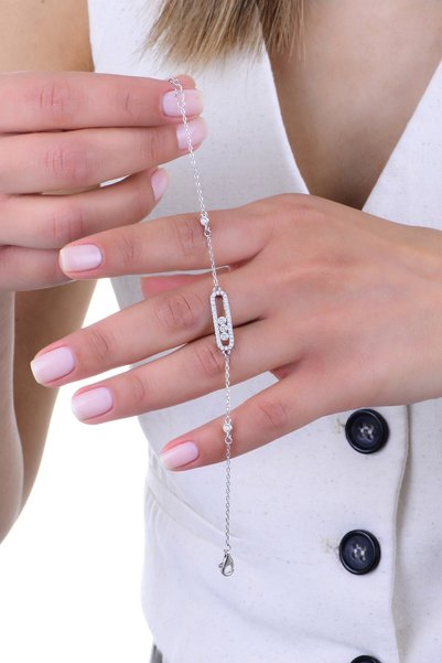 Silver rhodium plated moving zircon stone light of hope capsule bracelet SGTL12932RODAJ