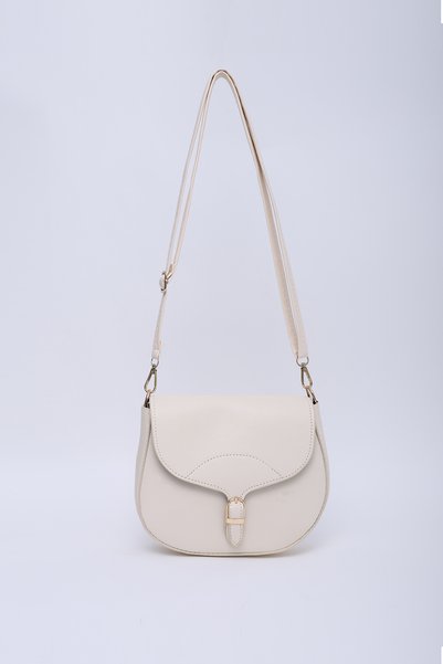 Cream/Gold Shk17 Faux Leather, Single Compartment, Snap Closure, Adjustable Strap, Hand, Arm and Shoulder Bag