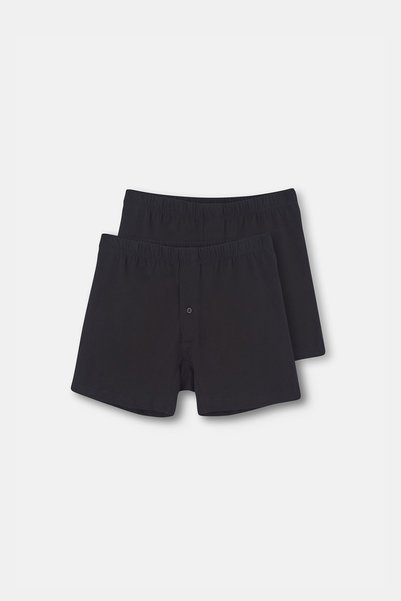 Black Cotton 2-Piece Boxers