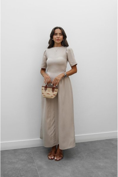 Beige Callisto Dress with Belt on the Back