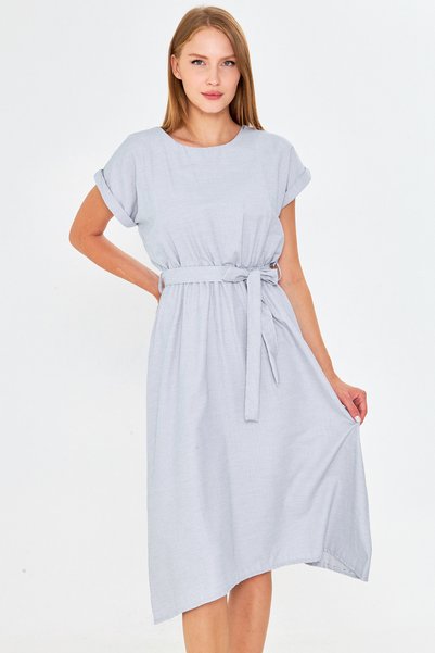 Women's Elastic Waist Tie-Front Dress ARM-18Y001133