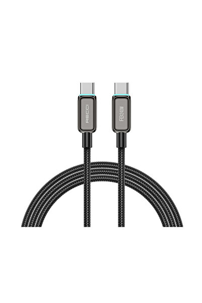 RS42CC Lamp Display серија Type-C до Type-C PD 240W кабел за брзо полнење и пренос на податоци 1.5M црн