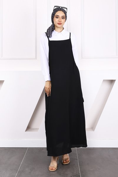 Black Hijab Gilet Dress