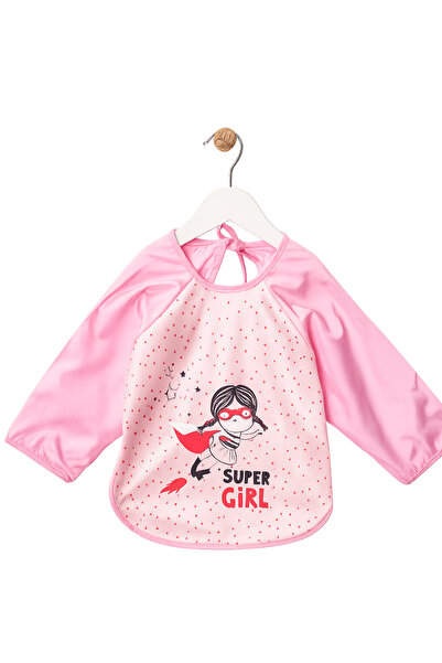 Водоотпорна лигавче со долги ракави – со дезен Super Girl (6-24 месеци)