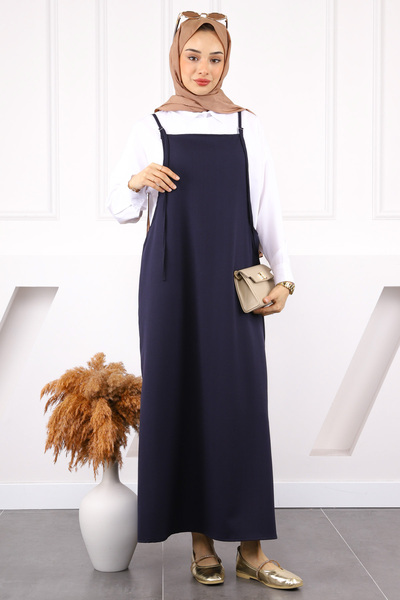 Navy Blue Rope Strap Gilet Dress