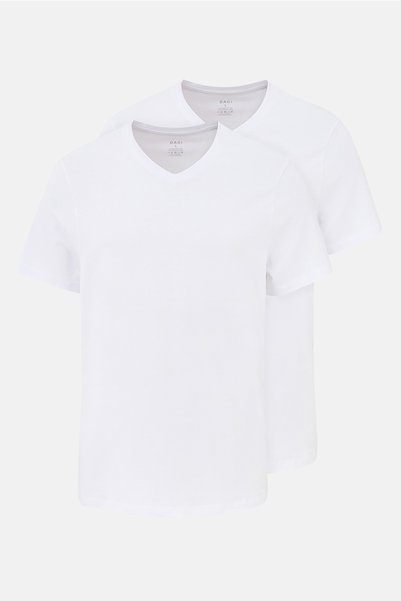 White Compact V-Neck Undershirt 2-Piece T-Shirt