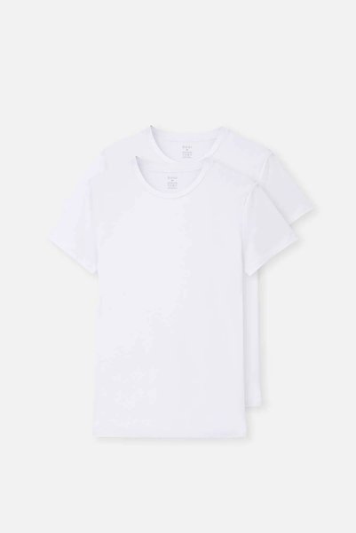 White Compact O Neck 2-Piece T-Shirt