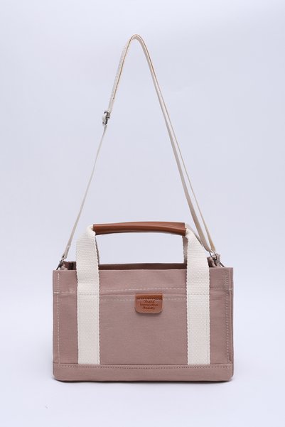 Dark Mink Shk138 2 Compartment Canvas Fabric Adjustable Strap Zippered Hand, Arm and Shoulder Bag
