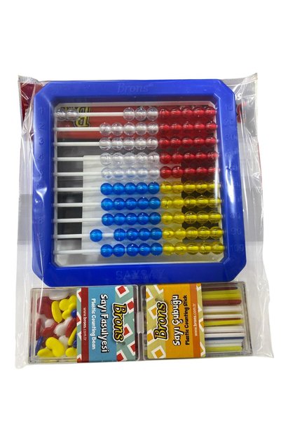 Brons Say-Say 3 Piece Abacus School Set with Number Stick and Beans Gift