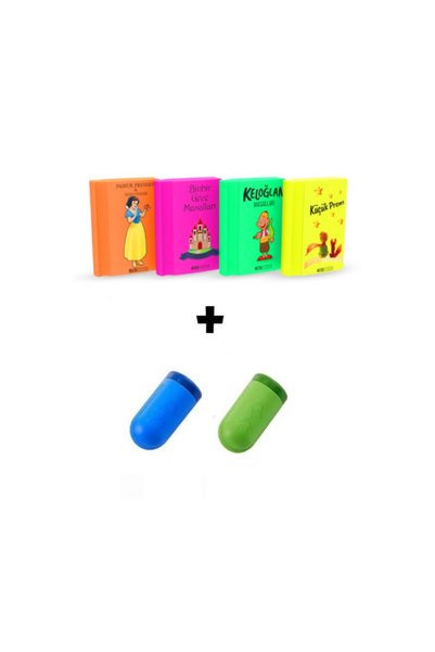 Art.21 Si̇lka 4 Pieces Neon Book Eraser and 2 Pieces Prime 2 Pencil Sharpener Set (Male Student)