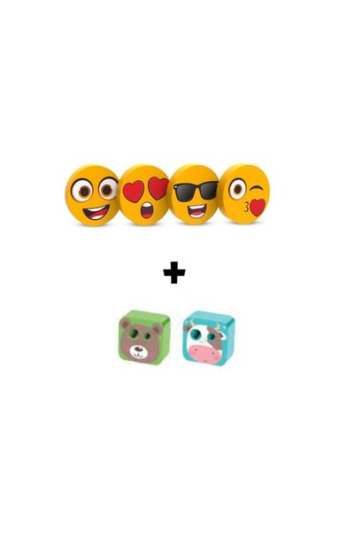 ART.17 SILKA 4 PIECE FUNNY SERIES ERASER and 2 PIECE CUBIE SHARPENER SET (MALE STUDENT)
