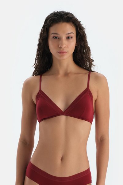 Burgundy Basic Triangle Form Soft Bra