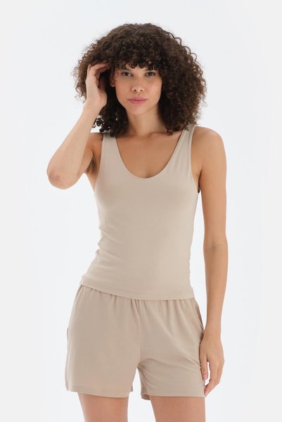 Stone V-Neck Thick Strap Tank Top