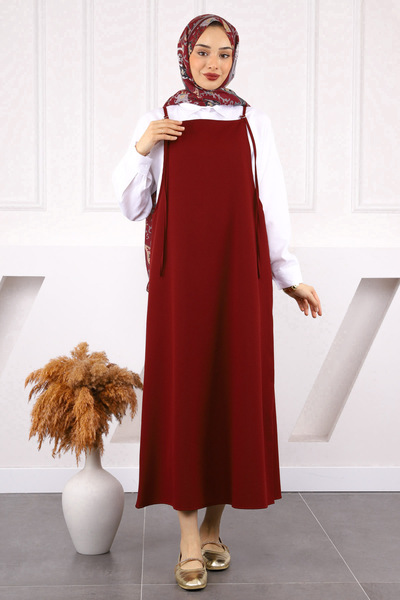 Burgundy Rope Strap Gilet Dress