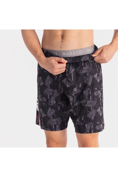 Men's Long Swim Shorts - Black - 100 Long Geo