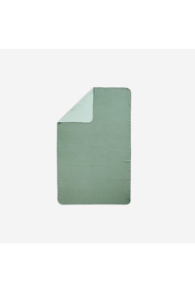 Microfiber Towel - XL Size - Dark Green/Green Striped - 110 × 175 cm