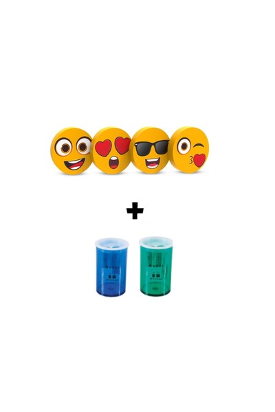 Art.17 Si̇lka 4 Pcs Funny Series Eraser and 2 Pcs 619 Pencil Sharpener Set (Male Student)