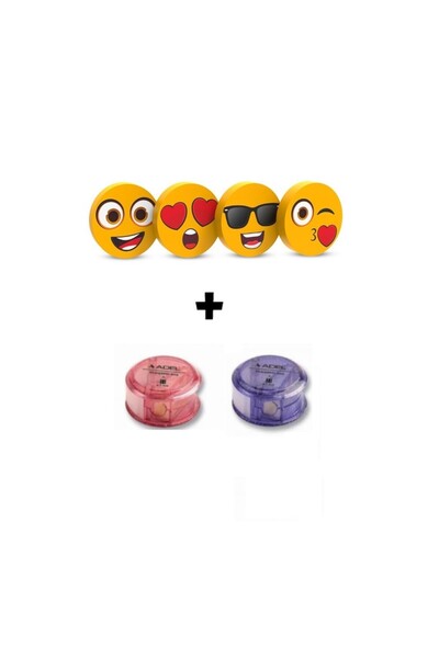 Art.52 Smile Series 4 Pieces of Eraser and 2 Pieces of Silvery Pencil Sharpener Set 2 (Female Student)