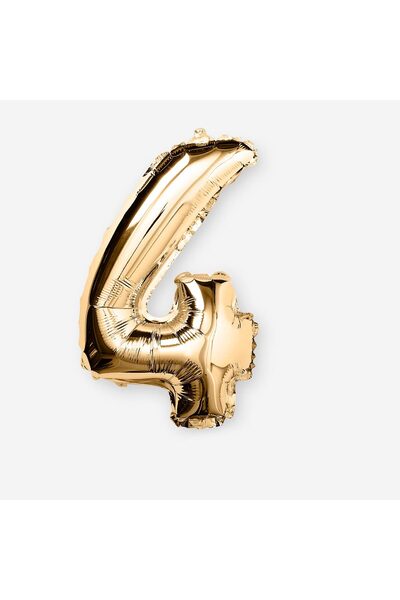 Number 4 Gold Foil Balloon