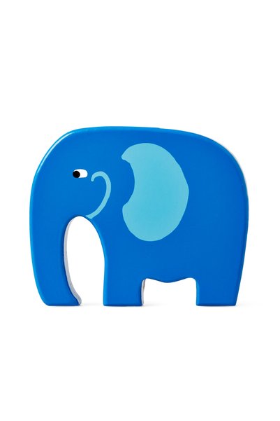 Blue Wooden Elephant Figure