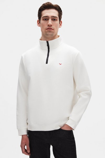 Ds Damat Regular Fit Ecru Plain Sweatshirt