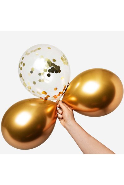 Set of 6 Gold Detailed Confetti Balloons