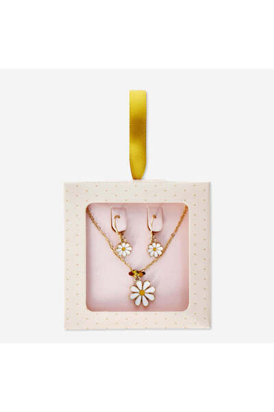 Daisy Detailed Earrings and Necklace Set