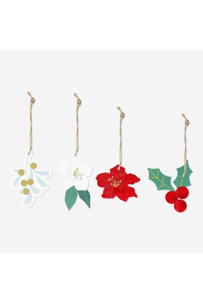 Set of 4 Wooden Floral Gift Tags