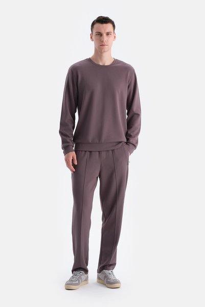 Light Brown Ribbed Detailed Scuba Pants