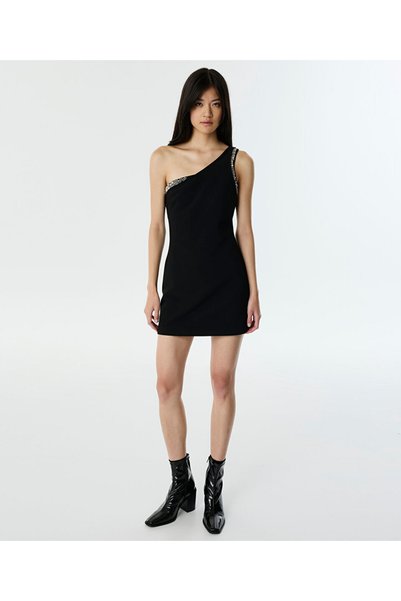 Double Piece Look Embroidered Black Women's Dress Tw6250002130