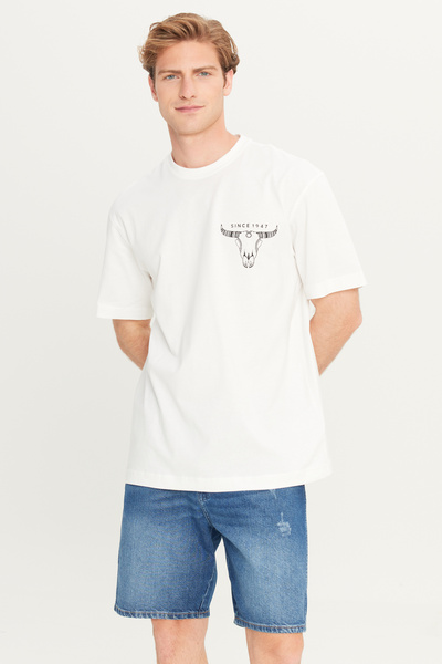 Loose Fit Graphic Logo White Men's Short Sleeve T-Shirt