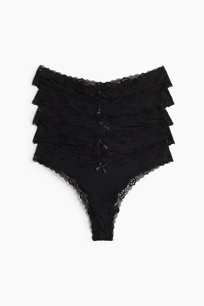 5 Pack Microfiber and Lace Brazilian Panties