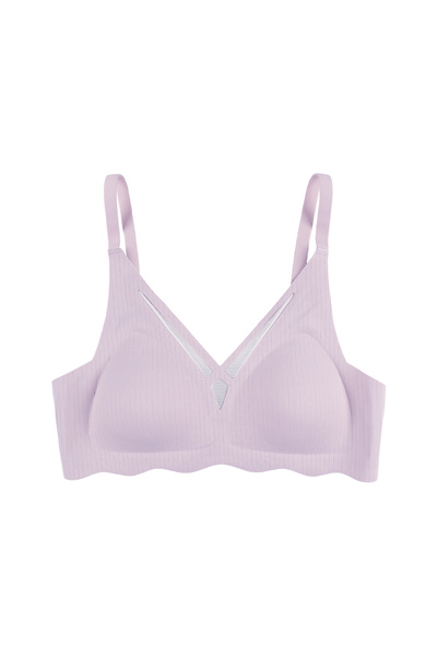 Laser Seamless Slice Detailed Low-Cut Bra Without Underwire