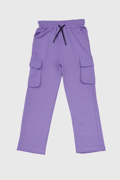 Cargo Pocket Girls' Sweatpants with Elastic Waist