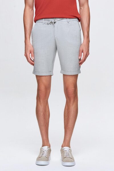 Ds Damat Beige Elastic Waist Lace Detailed Double Leg Viscose Jogger Shorts