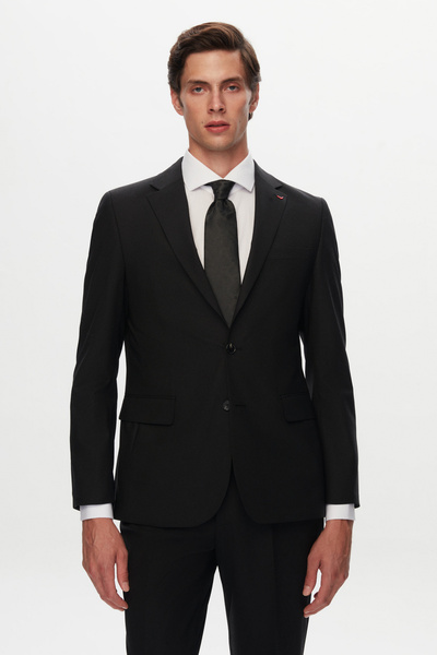 Ds Damat Slim Fit Black Wool Travel Suit