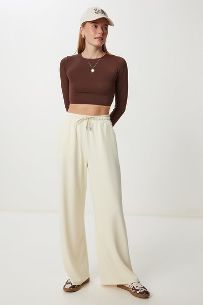 Wide Leg Modal Sweatpants Lub0070 Light Yellow