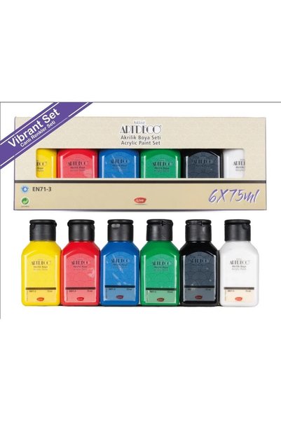 Artdeco Acrylic Paint Set Vibrant Colors 6 X 75ml