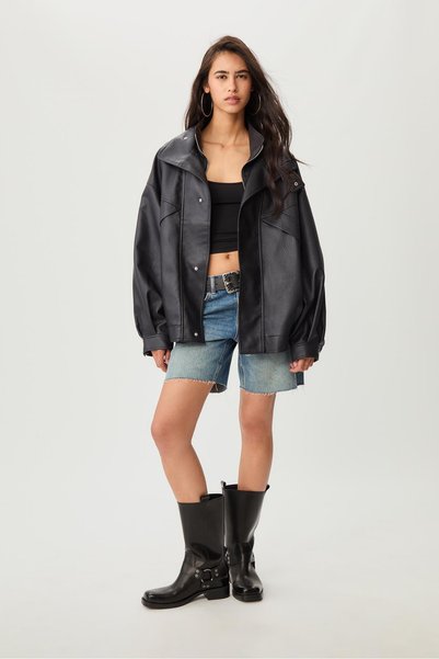 Oversize Faux Leather Jacket