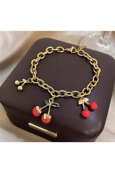 Cherry Charm Steel Bracelet