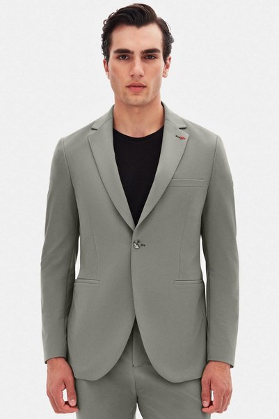 Slim Fit Taupe Plain Suit