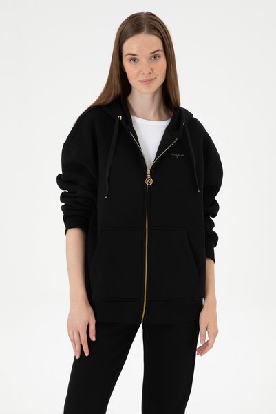 Women's Black Hooded Sweatshirt 50314130-Vr046