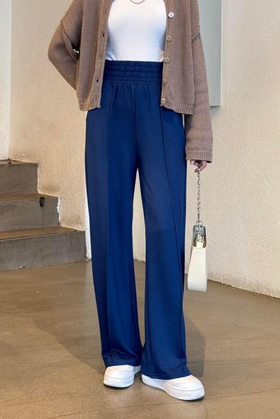 Cima Detailed Trousers Navy Blue
